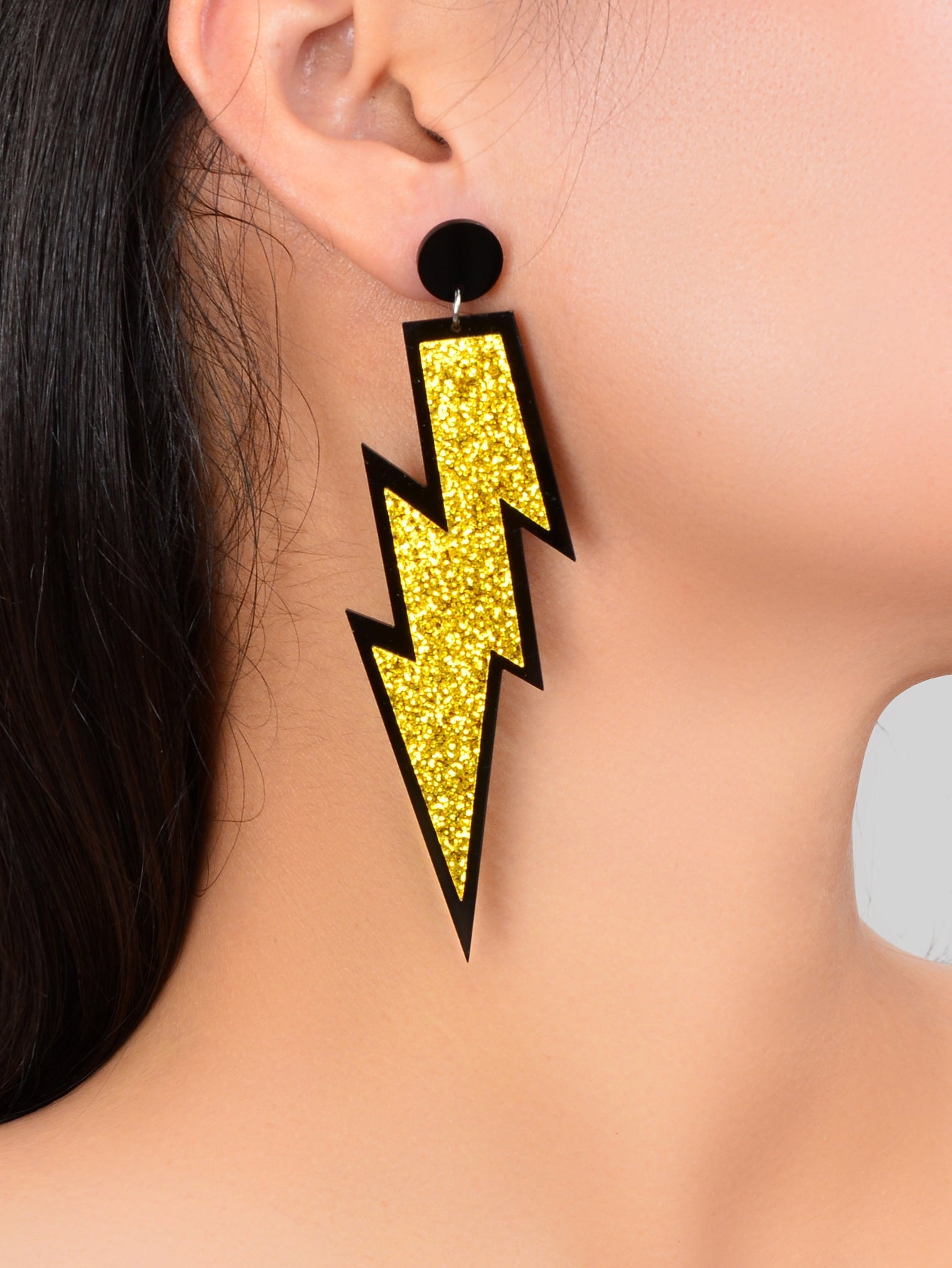 Sparkling Stylish Acrylic Lightning Statement Long Pendant Dangle Party Earrings-9