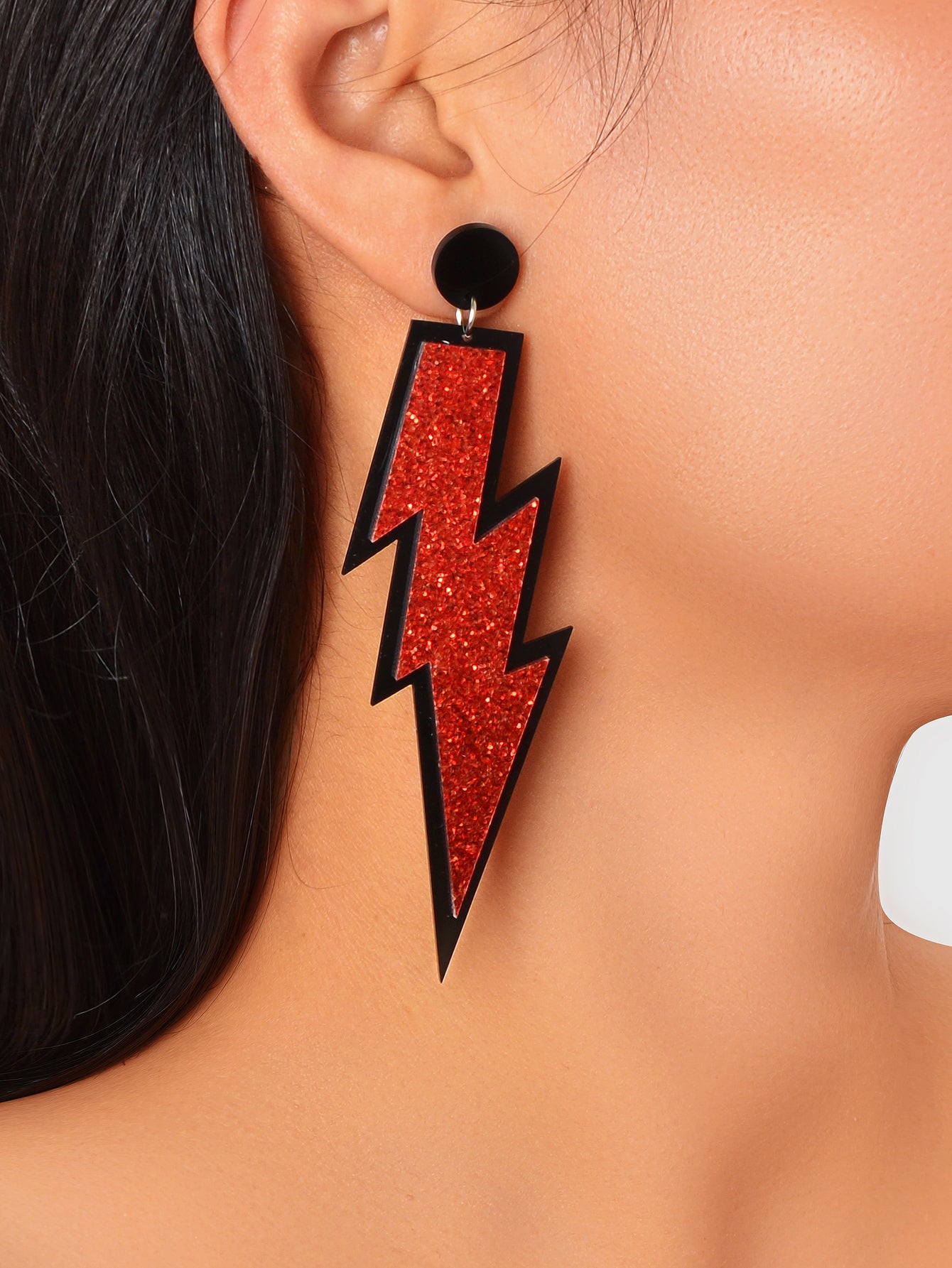 Sparkling Stylish Acrylic Lightning Statement Long Pendant Dangle Party Earrings-21
