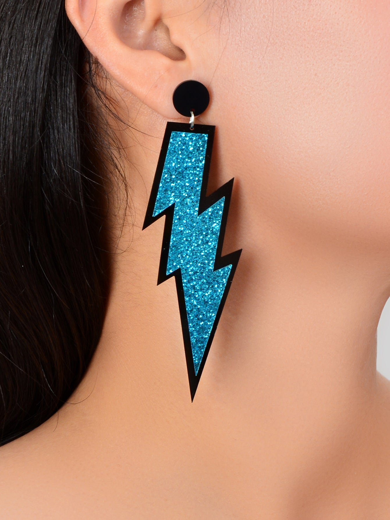 Sparkling Stylish Acrylic Lightning Statement Long Pendant Dangle Party Earrings-5