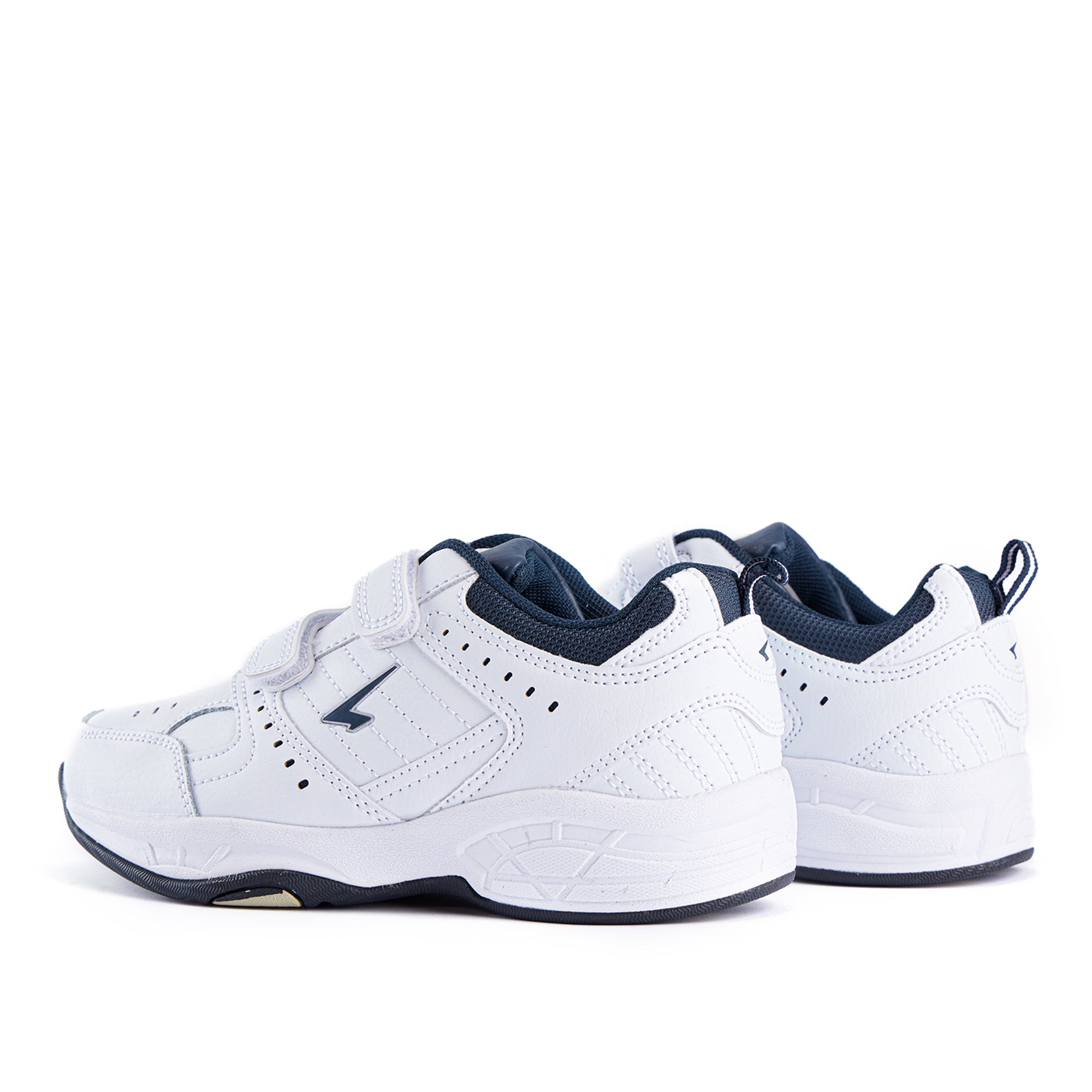Defy Junior Leather V Strap Cross Trainer  - White Navy-3