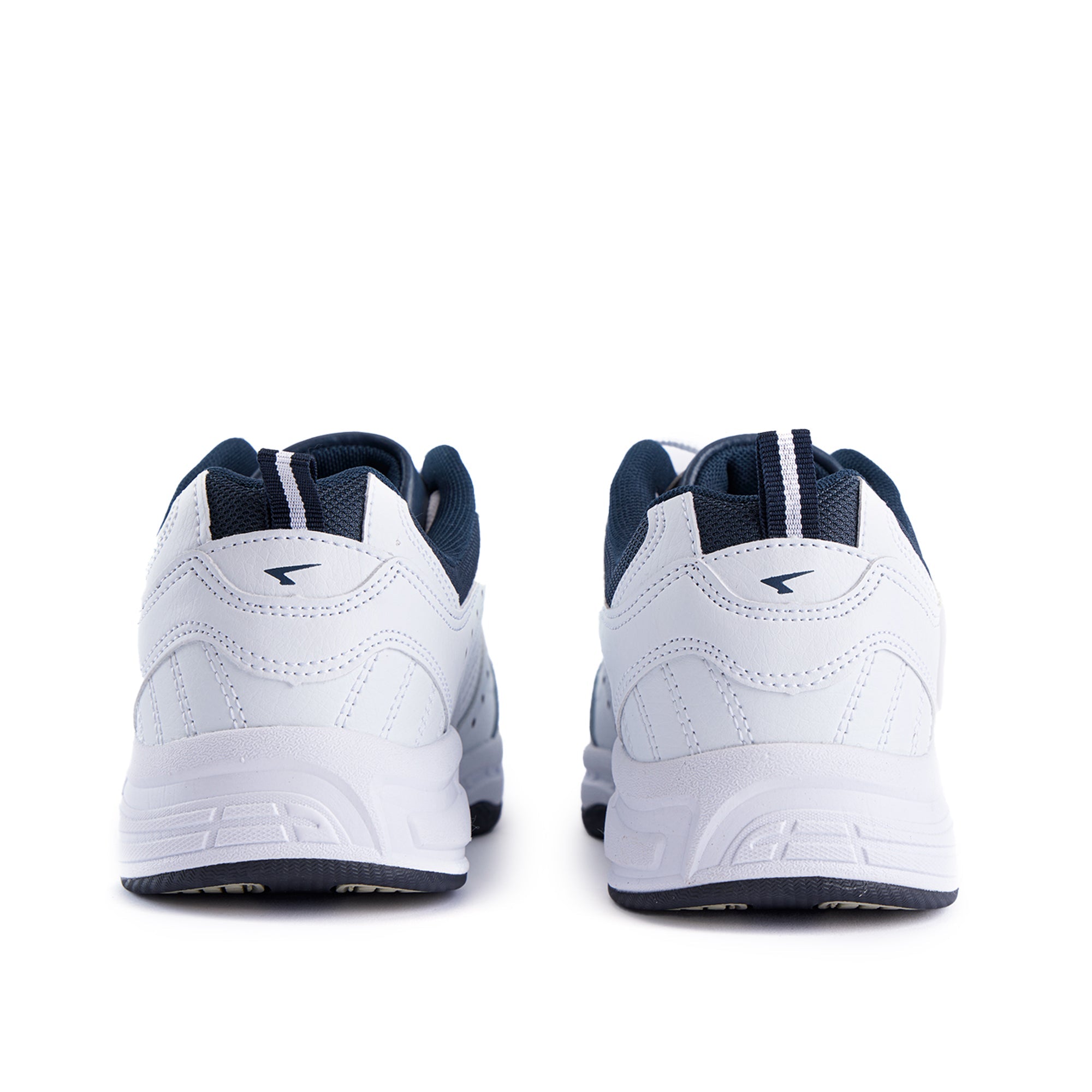 Defy Senior Leather Lace Up Cross Trainer - White Navy-3