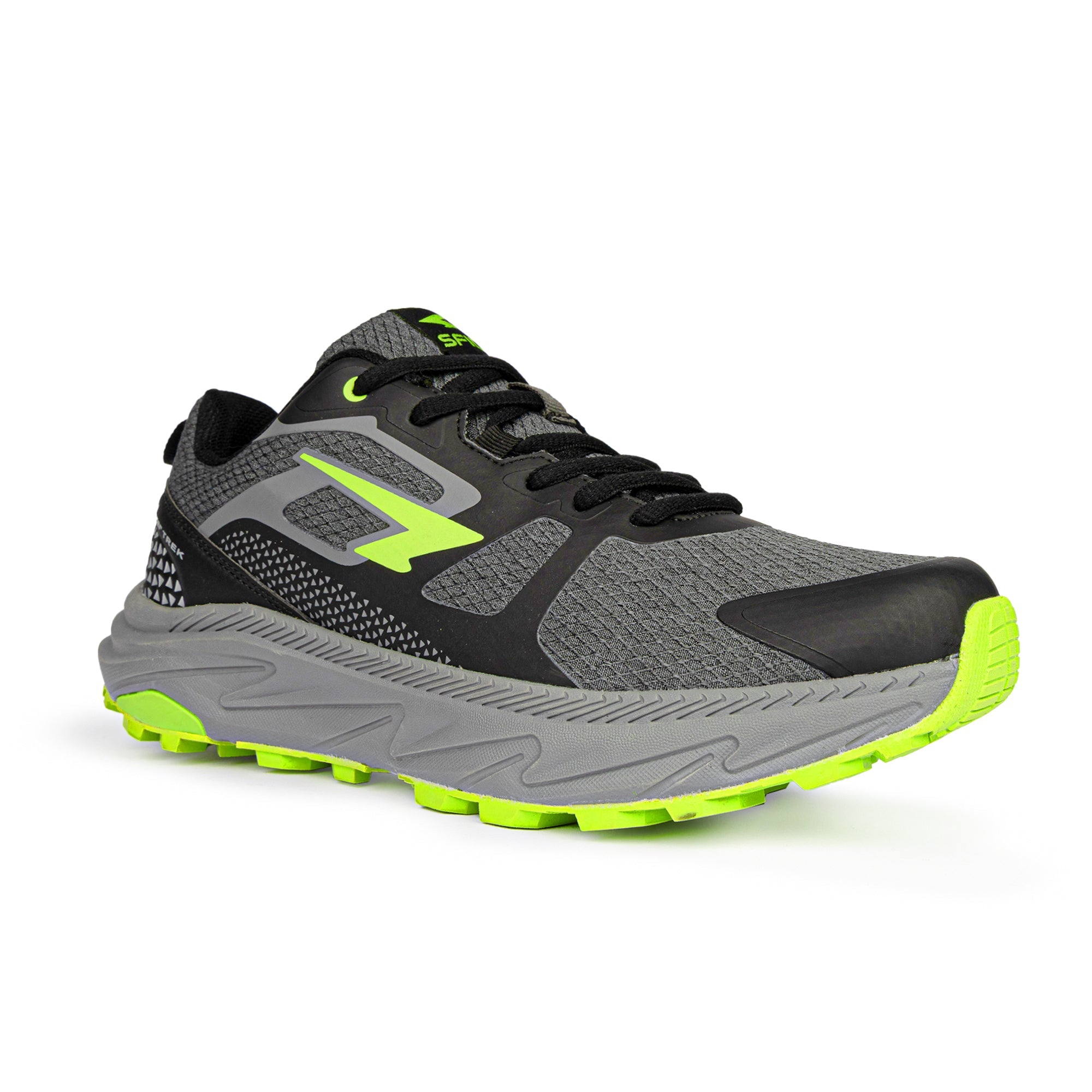 Peak Men's Trail Runners - Grey/Black/Green-1